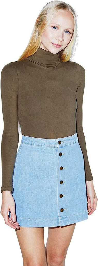 American Apparel Women's Denim Button Front A-line Mini Skirt