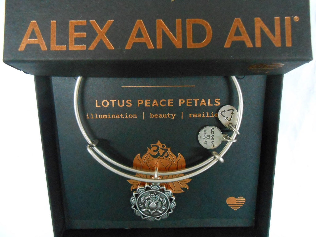 Alex and Ani Lotus Peace Petals IV Bangle Bracelet Rafaelian Silver NWTBC