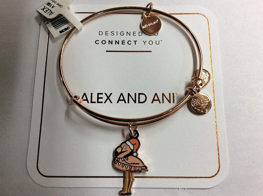 Alex and Ani Color Infusion, Holiday Flamingo Bangle Bracelet Shiny Rose Gold One Size