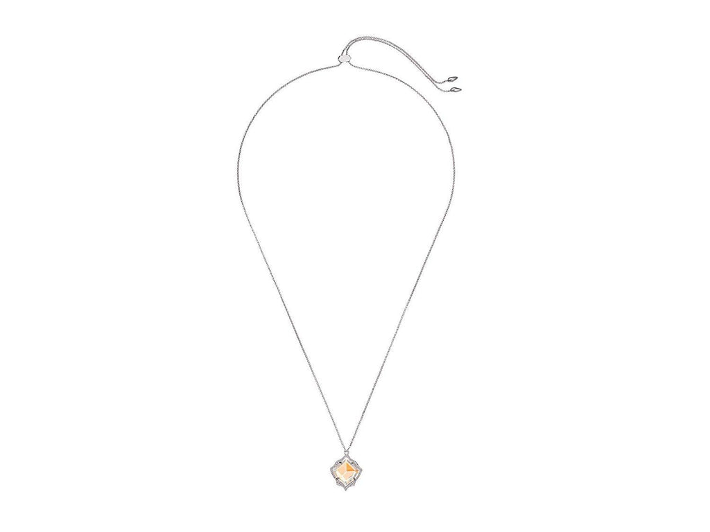 Kendra Scott Rhodium Dichroic Glass Kacey Pendant Fashion Necklace