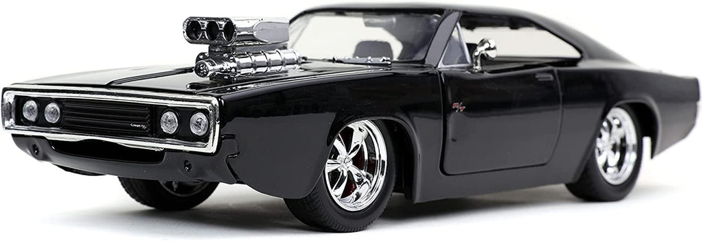 Jada Toys Fast & Furious 1:24 Dom's 1970 Dodge Charger R/T Die-cast Car Bare Metal, Toys for Kids and Adults , Black