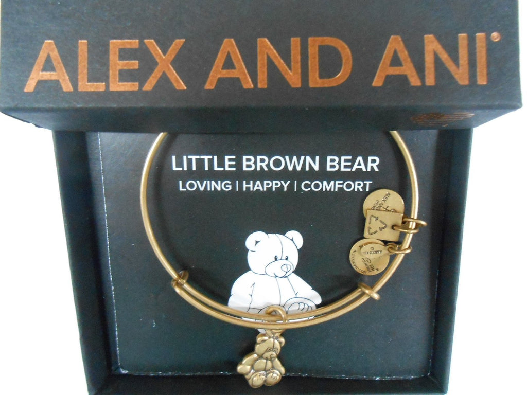 Alex and Ani LITTLE BROWN BEAR Bangle Bracelet Rafaelian Gold NWTBC