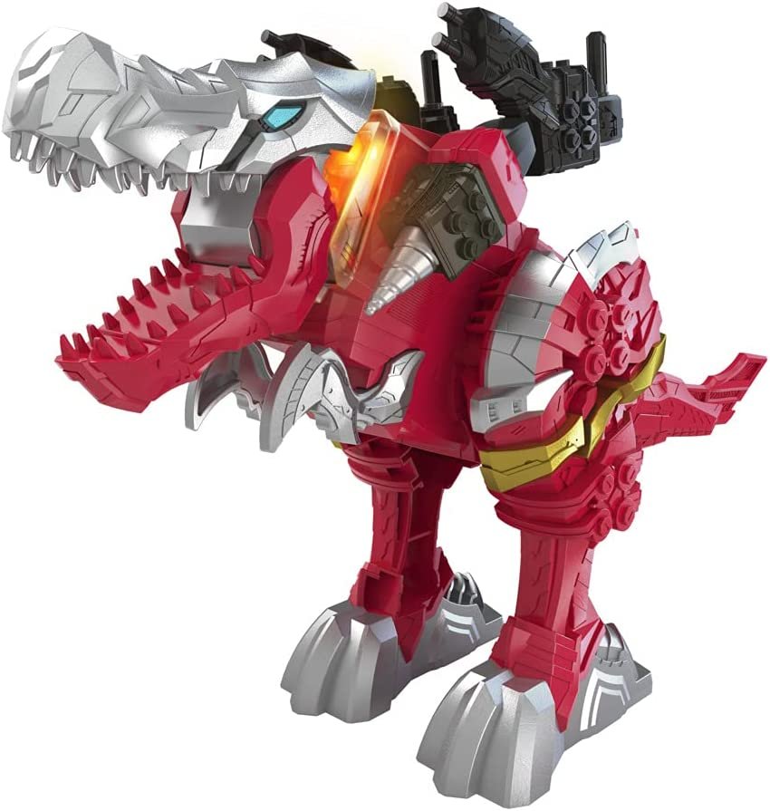Power Rangers Battle Attackers Dino Fury T-Rex Champion Zord Electronic Action Figure Toy for Kids Ages 4 and Up with Lights and Sounds
