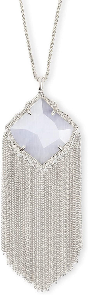 Kendra Scott Kingston Silver Long Pendant Necklace in Slate Cats Eye