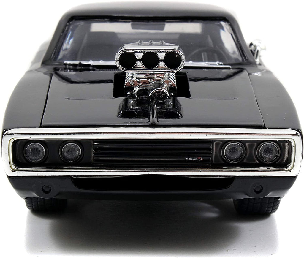 Jada Toys Fast & Furious 1:24 Dom's 1970 Dodge Charger R/T Die-cast Car Bare Metal, Toys for Kids and Adults , Black