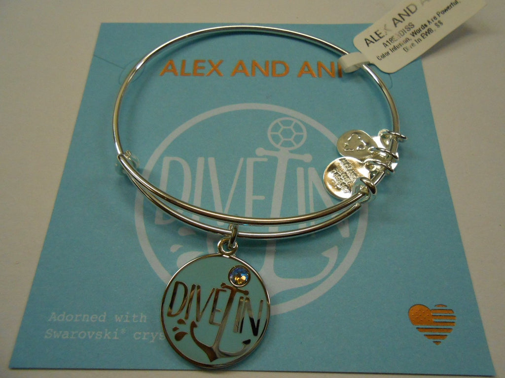 Alex and Ani Women's Color Infusion, Words Are Powerful, Dive In Bracelet, Shiny Silver, Expandable