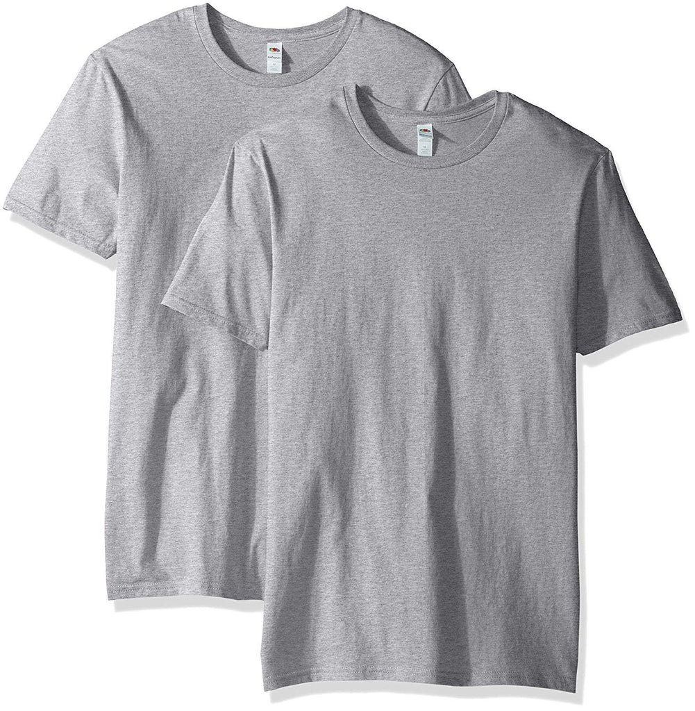 Fruit of the Loom Men's Crew T-Shirt (2 Pack), Heather Grey, XX-Large