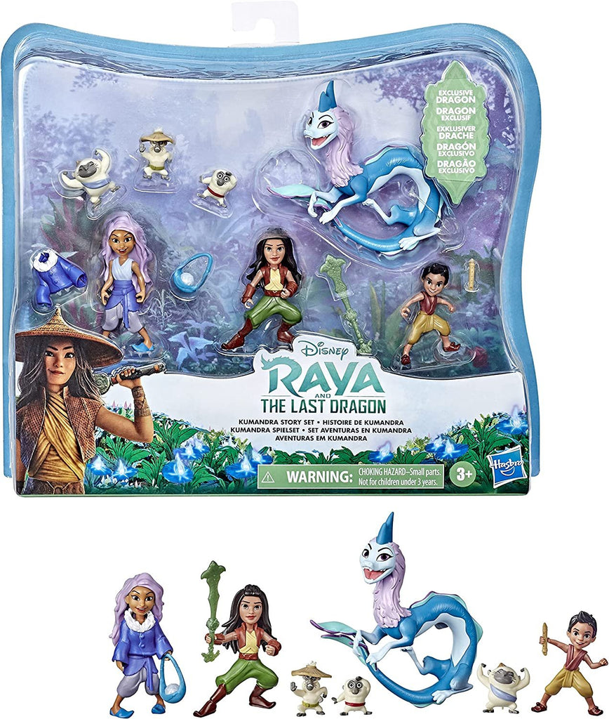 Disney's Raya and The Last Dragon Kumandra Story Set, 7 Dolls and Doll Accessories, Raya, Sisu Human, Ongis, Boun, and Sisu, Toy for Kids