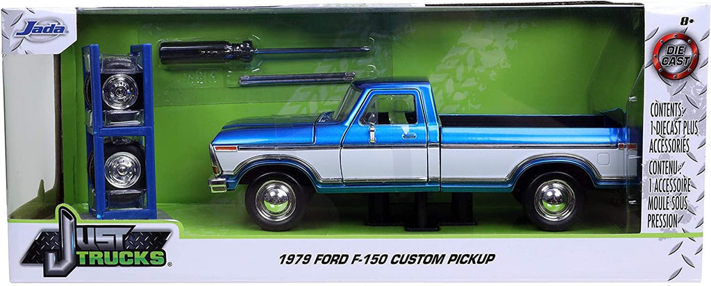 Jada Toys Just Trucks 1:24 1970 Ford F-150 with Rack Die-cast Car Candy Blue, Toys for Kids and Adults