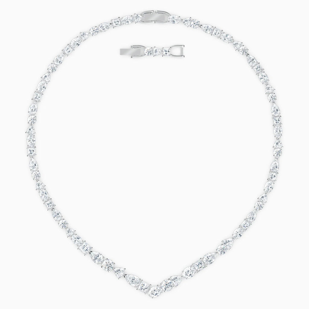 Swarovski Tennis Deluxe Necklace and Earrings V MIXED SET WHITE, RHODIUM PLATED