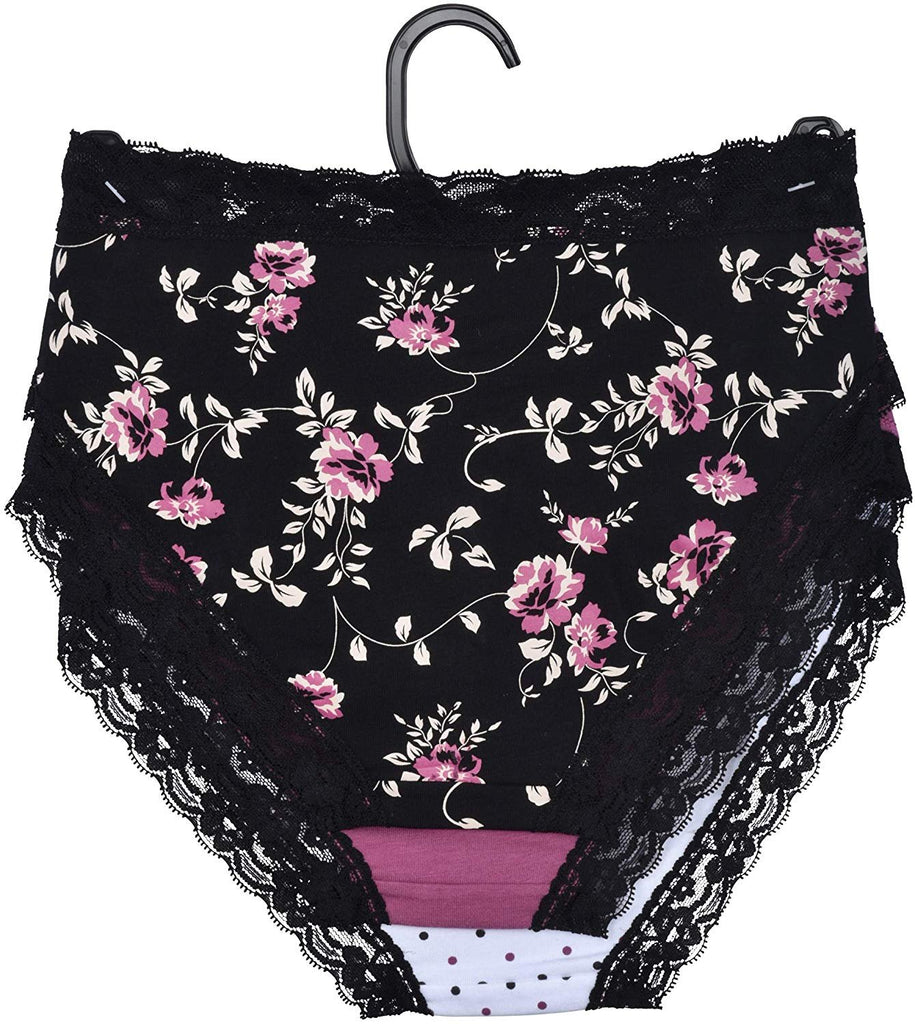 Donna L'oren Women's Bikini Panties Floral Lace Trim 3-Pack Sizes S-XL