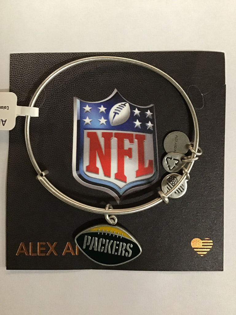 Alex and Ani Women's Color Infusion Green Bay Packers Football II EWB Bracelet, Rafaelian Silver, Expandable