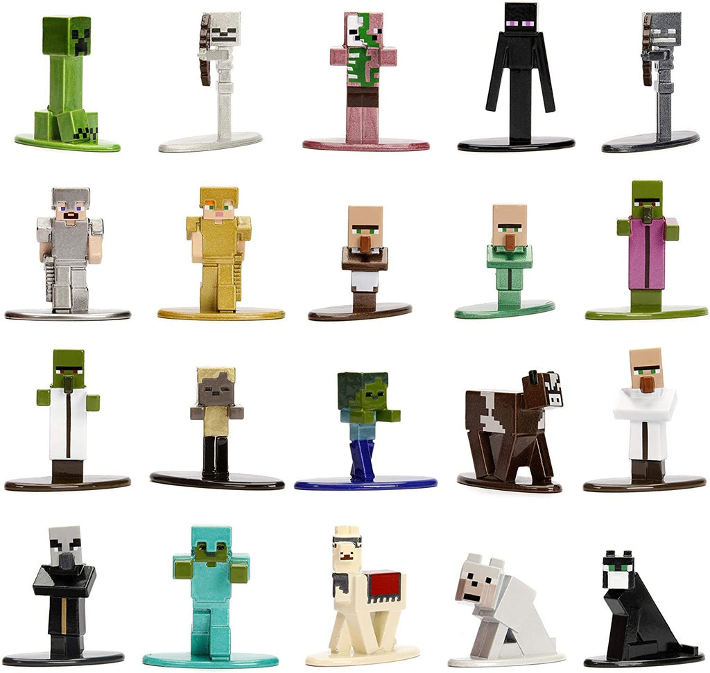 Jada Toys Minecraft 20-Pack Wave 1 Nano METALFIGS 1.65" Die - Cast Figures, Multicolor (30125)