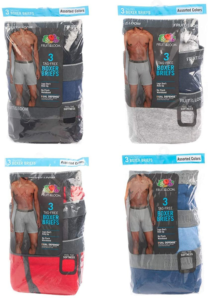 Fruit of the Loom, 12 Pack Random, Mens Underwear, Underwear for Men, Cotton Underwear, Boxer Briefs with Fly, Tag Free Blue