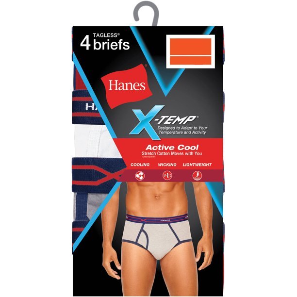 Hanes Men's 4-Pack Active Cool X-Temp Dyed Brief, Assorted, Small