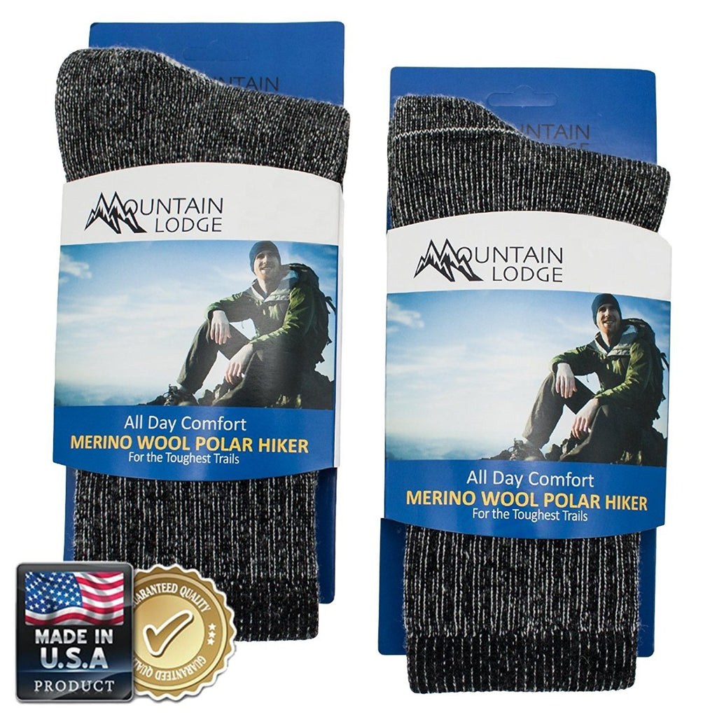 Men's or Women's Mountain Lodge 80% Merino Wool Socks Thermal Hiking Crew