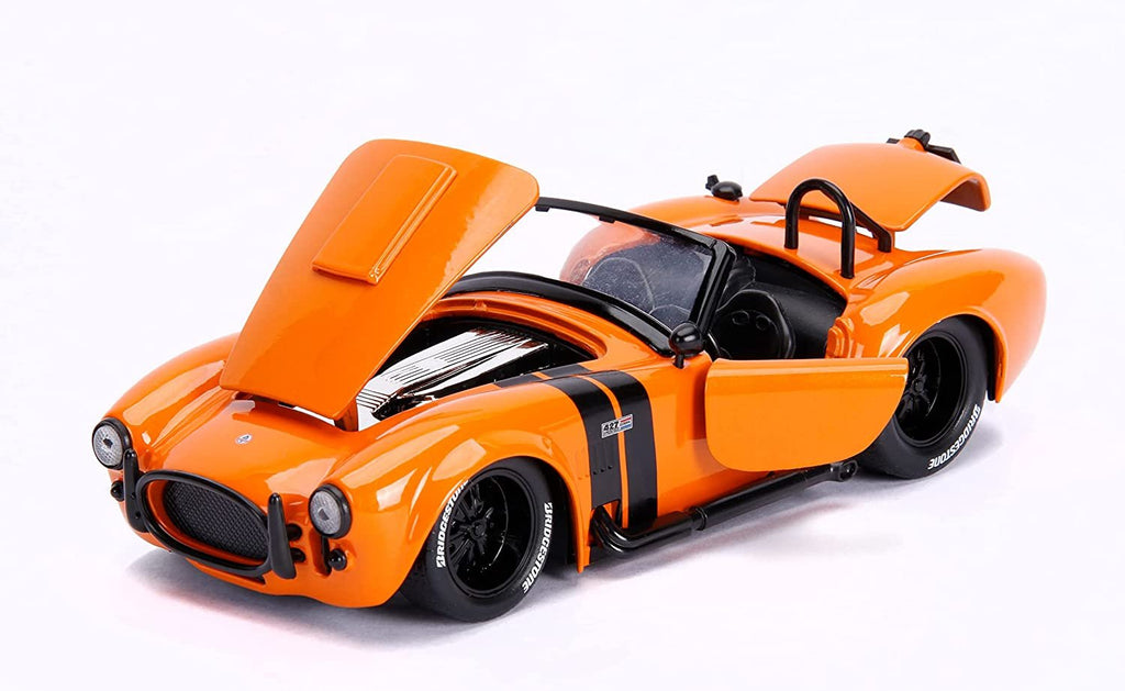 Jada 1965 Shelby Cobra 427 S/C Orange with Black Stripes Bigtime Muscle 1/24 Die-cast Model Car 30531, Yellow