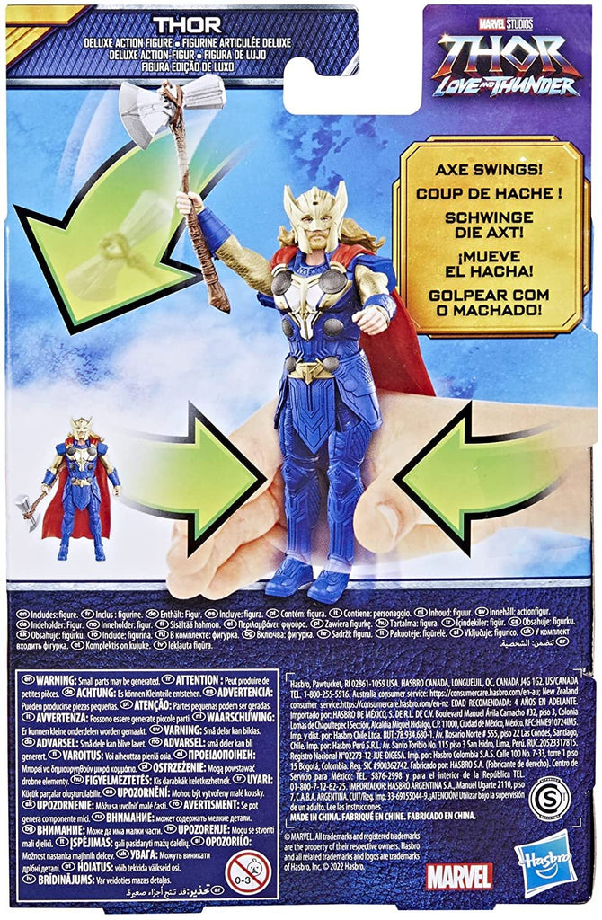 Marvel Studios' Thor: Love and Thunder Thor Toy, 6-Inch-Scale Deluxe Action Figure with Action Feature, Marvel Toys for Kids Ages 4 and Up