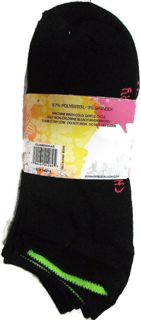 Chinese Laundry Women's Ladies Comfortable Daily Performance 10-Pack No-Show Socks Black White Polyester Spandex Blend Color Pop Top