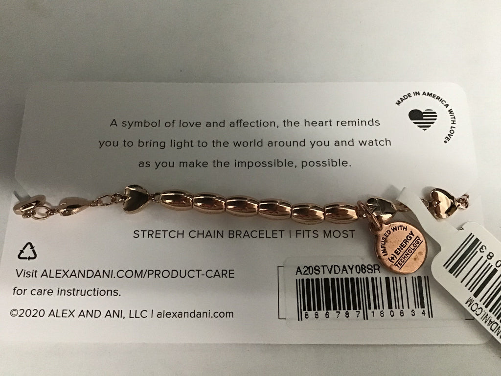 Alex and ANI Heart Beaded Stretch Bracelet Rose Gold One Size