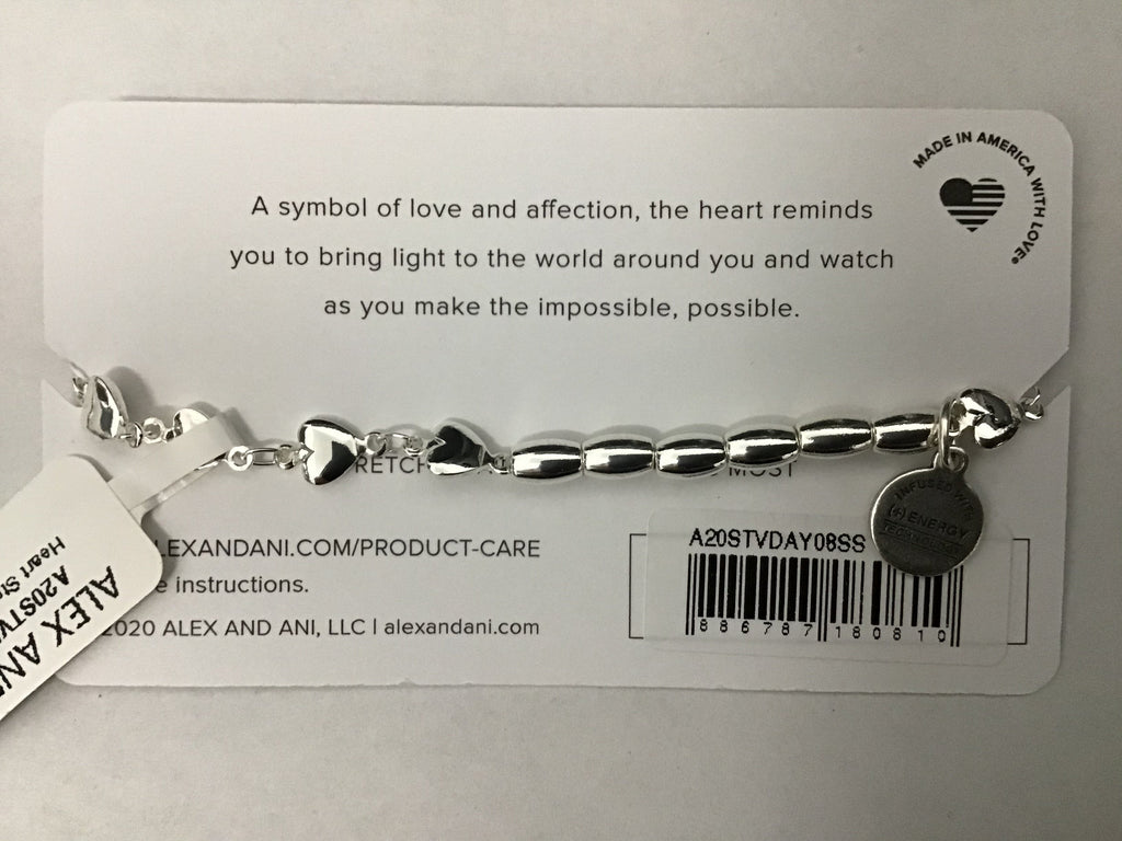 Alex and ANI Heart Beaded Stretch Bracelet Silver One Size
