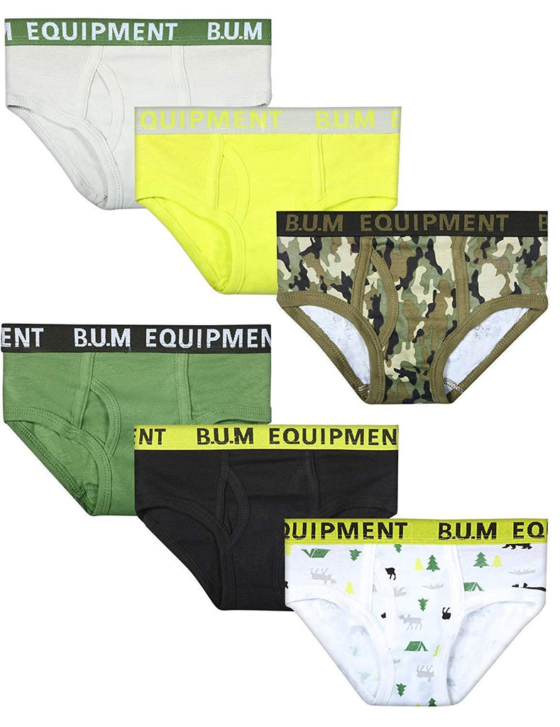 B.U.M. Equipment Toddler and Little Boys' 6 Pack Underwear Briefs, Solids and Prints