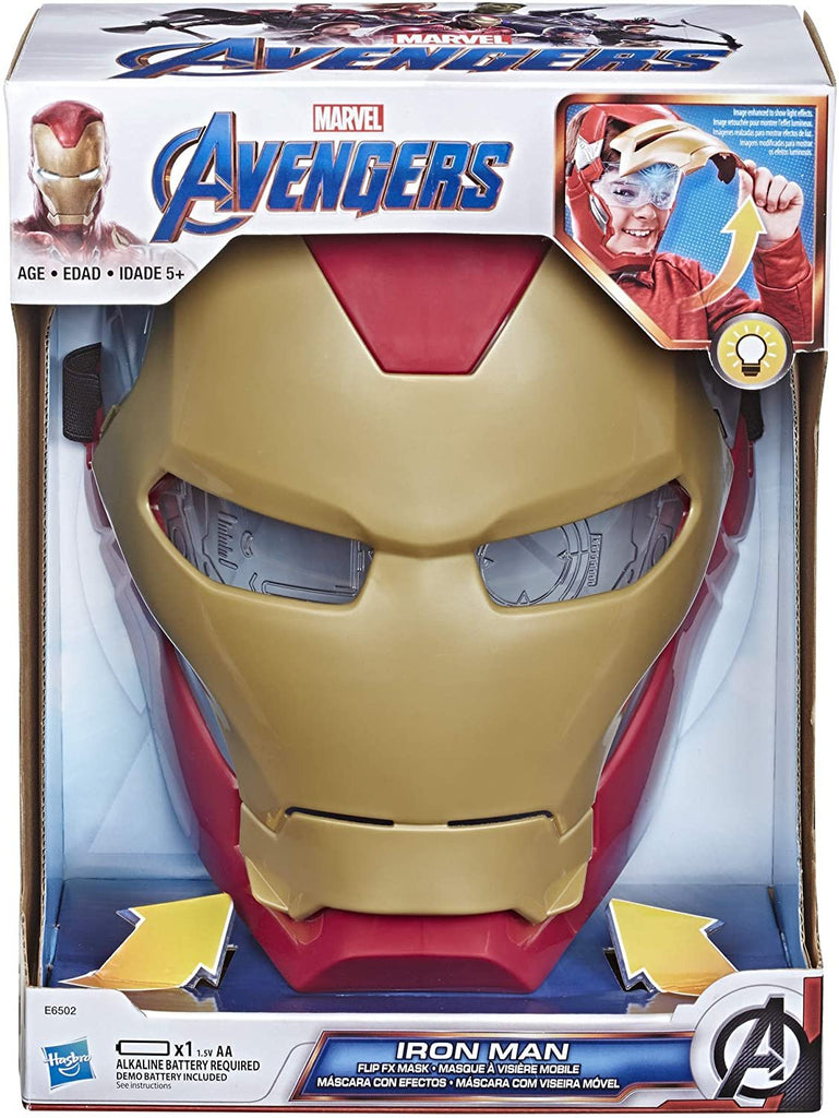 Avengers Marvel Iron Man Flip FX Mask with Flip-Activated Light Effects for Costume and Role-Play Dress Up Brown/a