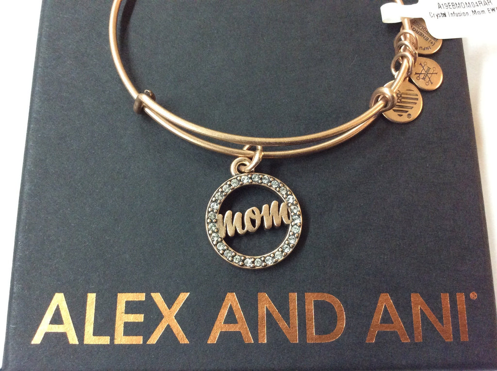 Alex and Ani Womens Crystal Infusion, Mom Bangle Rafaelian Rose Gold One Size