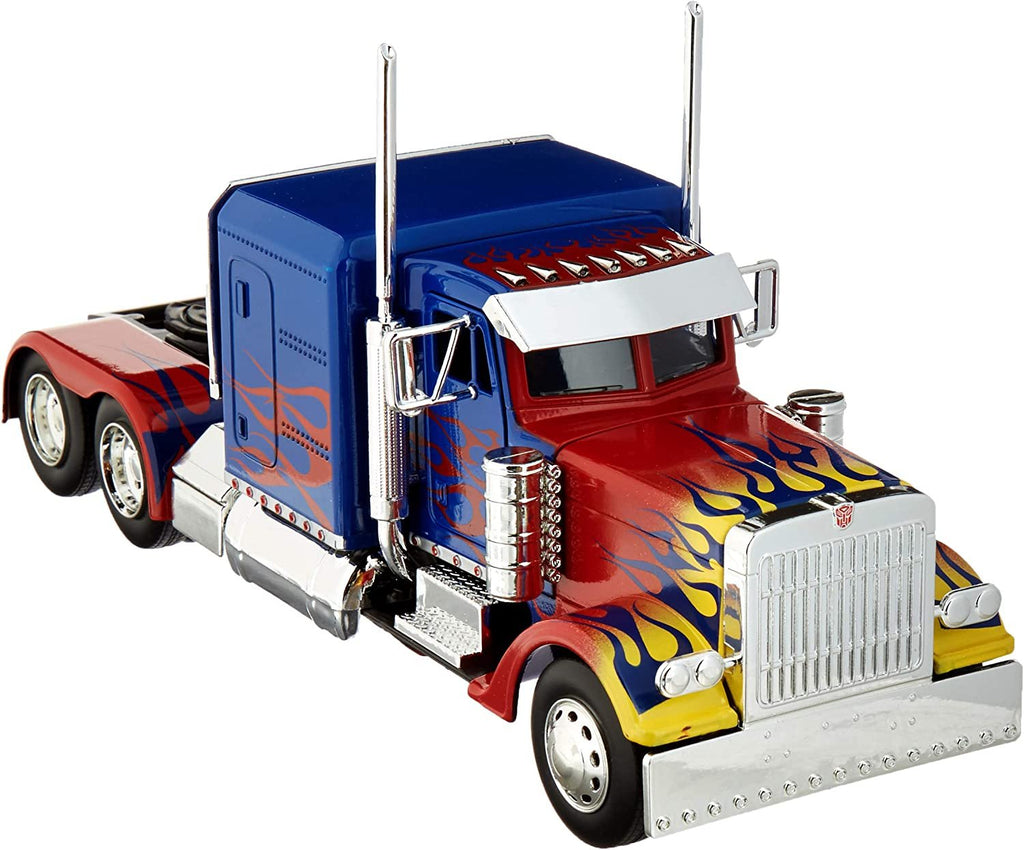 Optimus Prime Truck with Robot on Chassis from Transformers Movie Hollywood Rides Series Diecast Model by Jada 30446