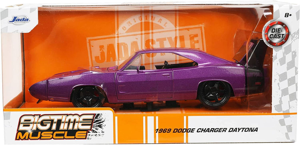 Jada Toys Big Time Muscle 1:24 1969 Dodge Charger Daytona Die-cast Car Purple, Toys for Kids and Adults