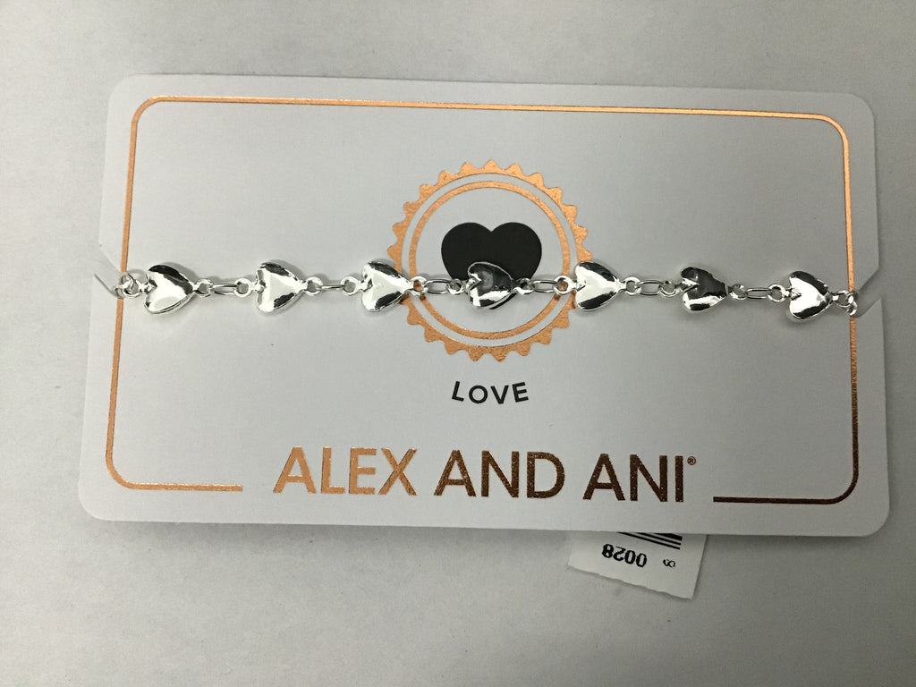 Alex and ANI Heart Beaded Stretch Bracelet Silver One Size