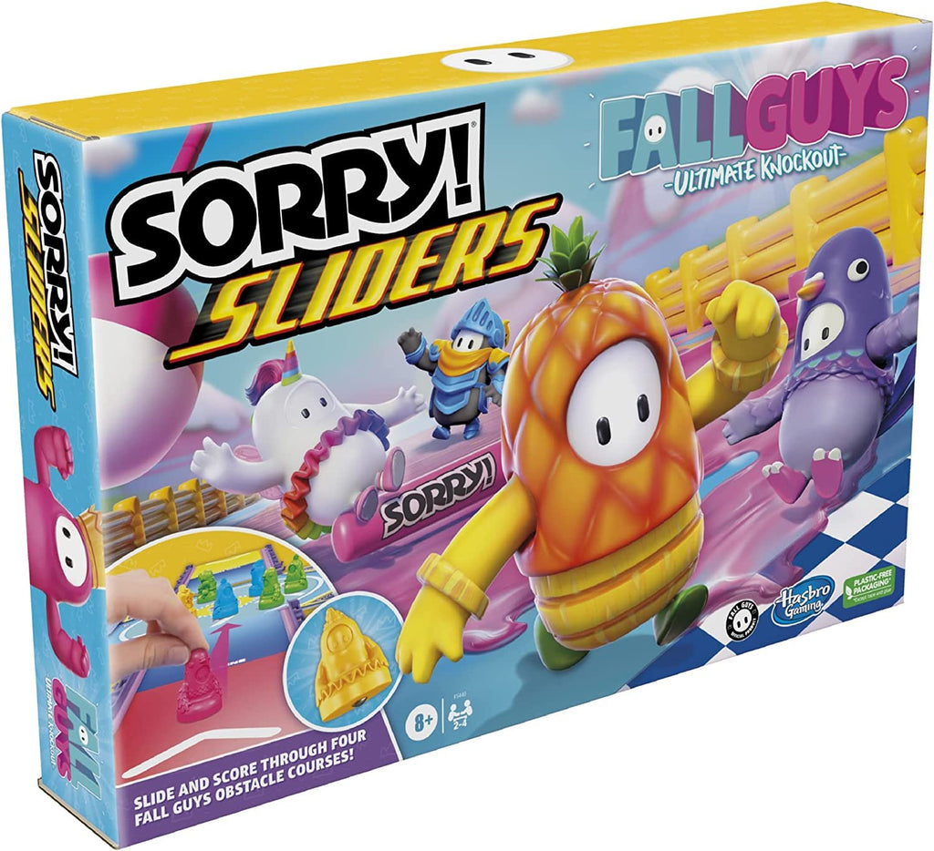 Sorry! Sliders Fall Guys Ultimate Knockout Board Game for Kids Ages 8 and Up, Exciting Twist on The Classic Hasbro Family Board Game