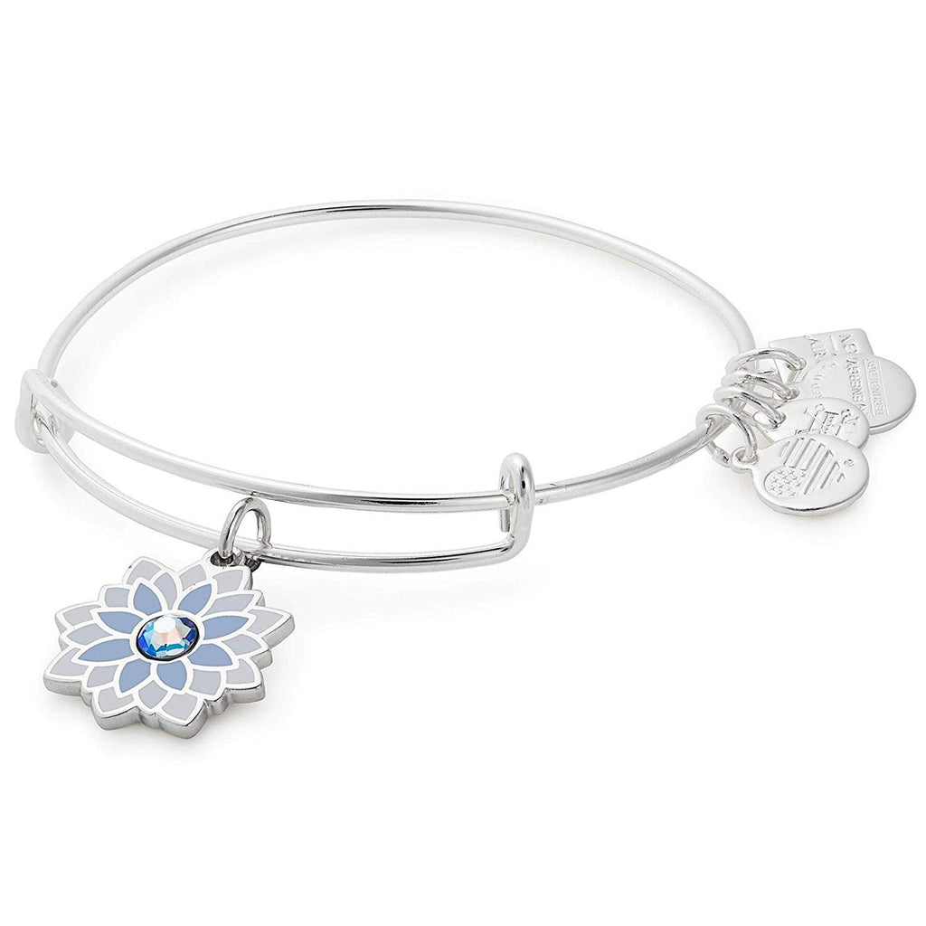 Alex and Ani Womens Charity By Design, Water Lily Bangle Shiny Silver One Size