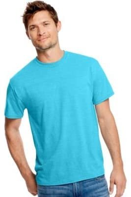 Hanes Mens X-Temp Fresh IQ Tri-Blend Performance Tee, S,Flying Turquoise Heather