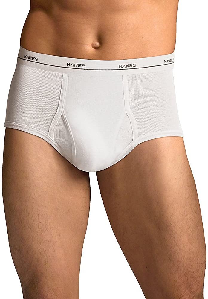 Hanes Tagless Men`s No Ride Up Briefs with Comfort Flex Waistband White