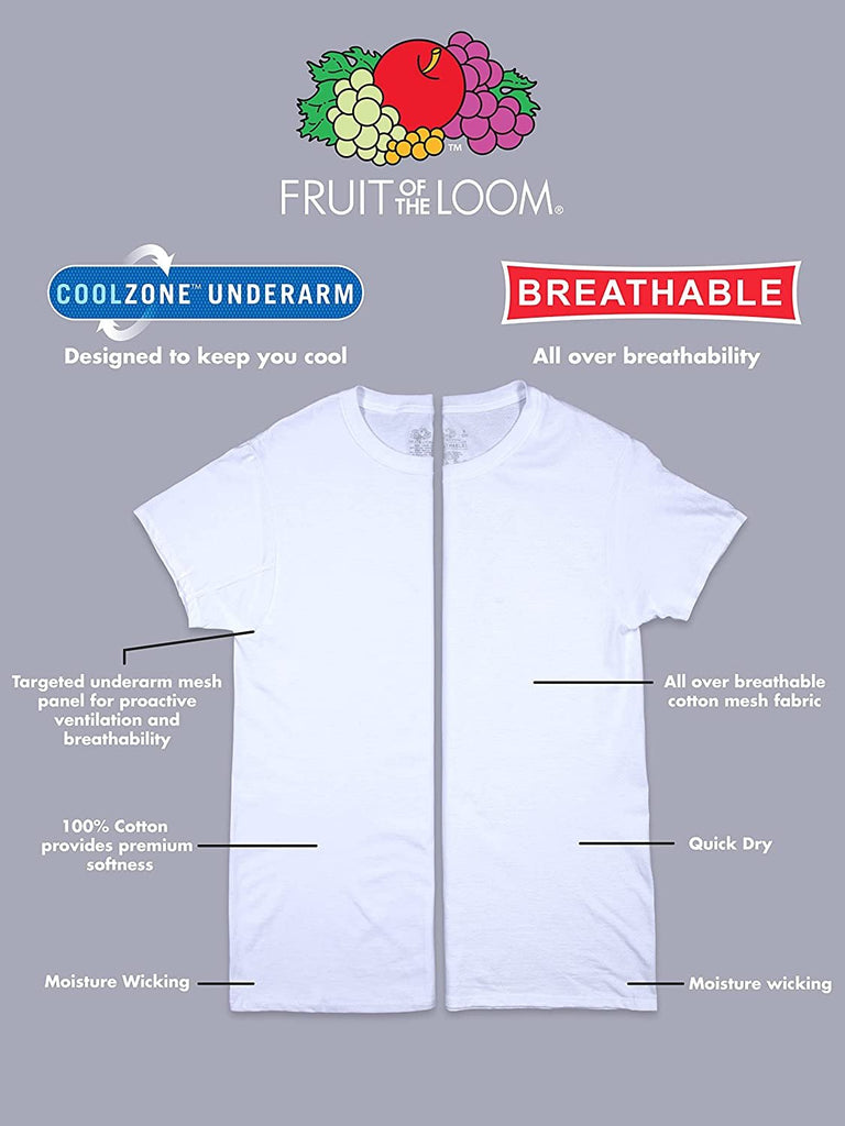 Fruit of the Loom Men's Breathable Undershirts, Designed to Keep You Cool