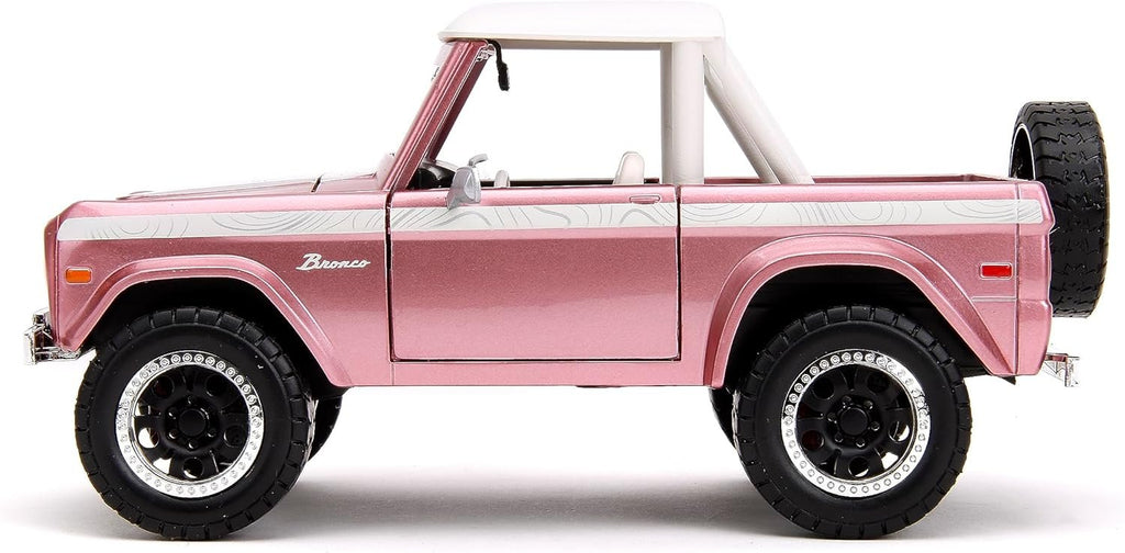 Pink Slips 1:24 1973 Ford Bronco Die-Cast Car, Toys for Kids and Adults(Metallic Pink)