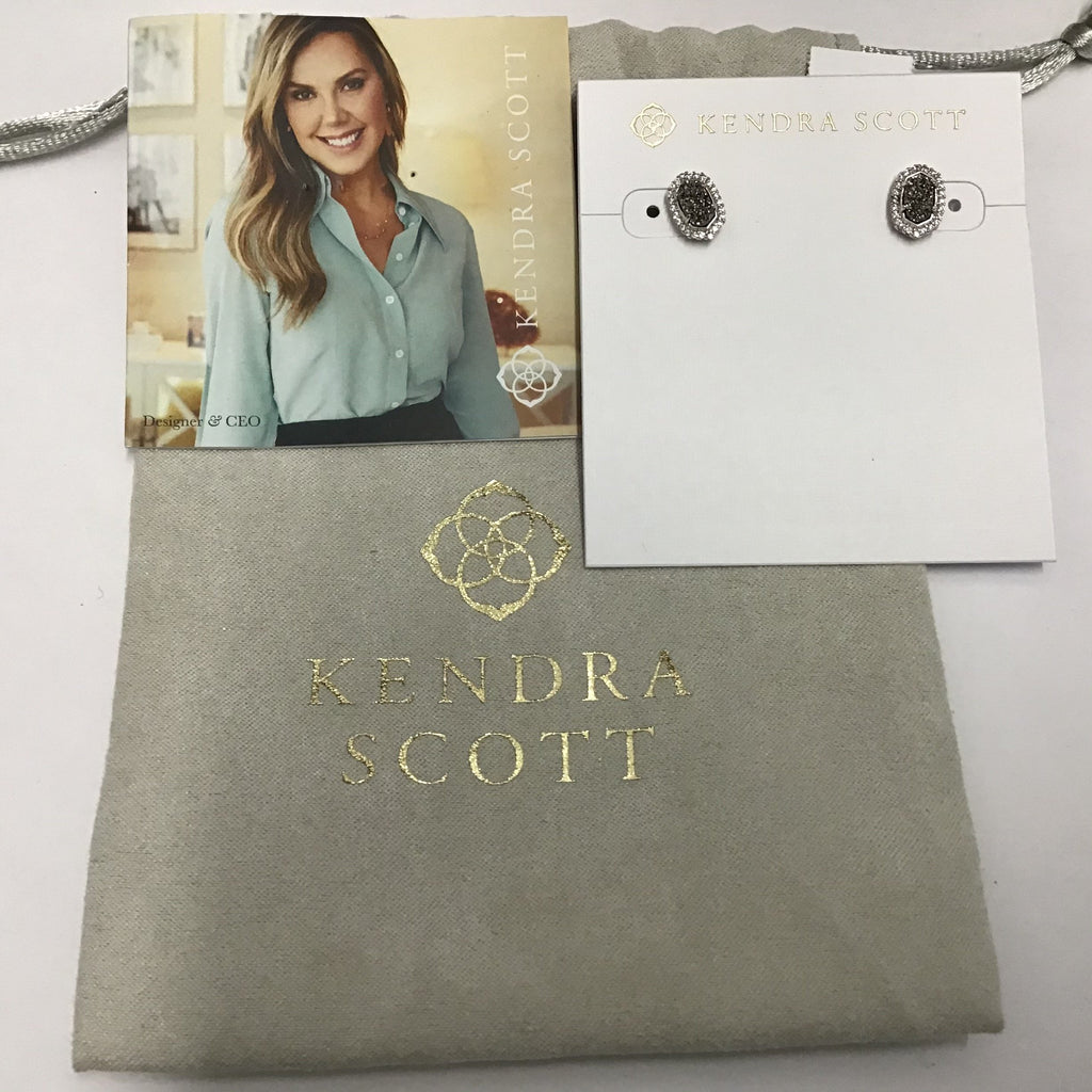 Kendra Scott Cade Silver Stud Earrings in Platinum Drusy