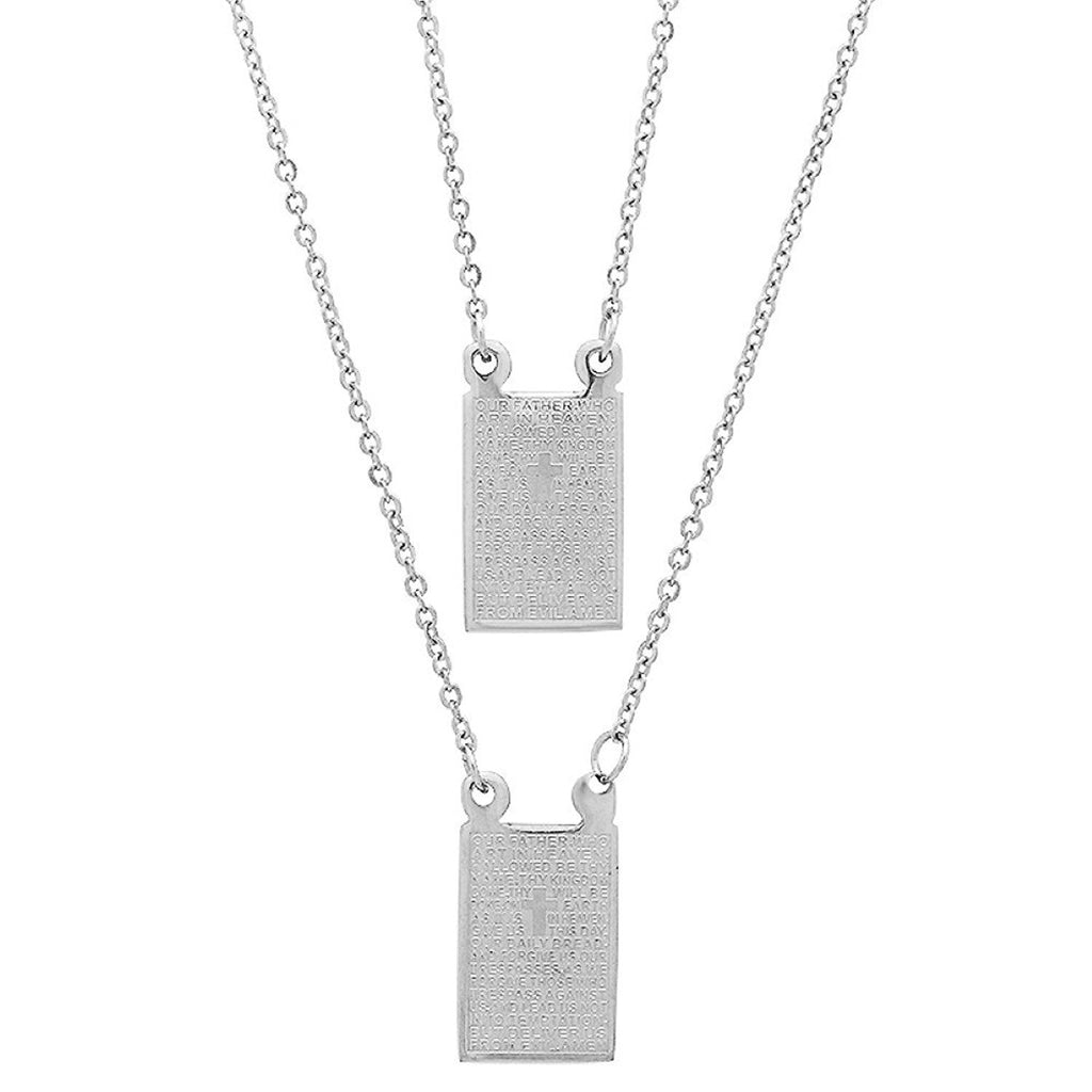 Men's Stainless Steel "Our Fatherâ€¦" Pendant Necklace