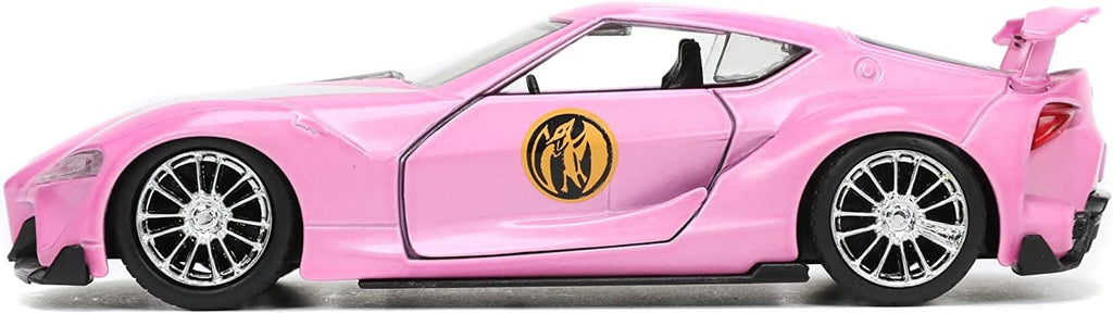 Mighty Morphin Power Rangers 1:32 Toyota FT-1 Concept Die-cast Car with 1.65" Pink Ranger Figure, Toys for Kids and Adults