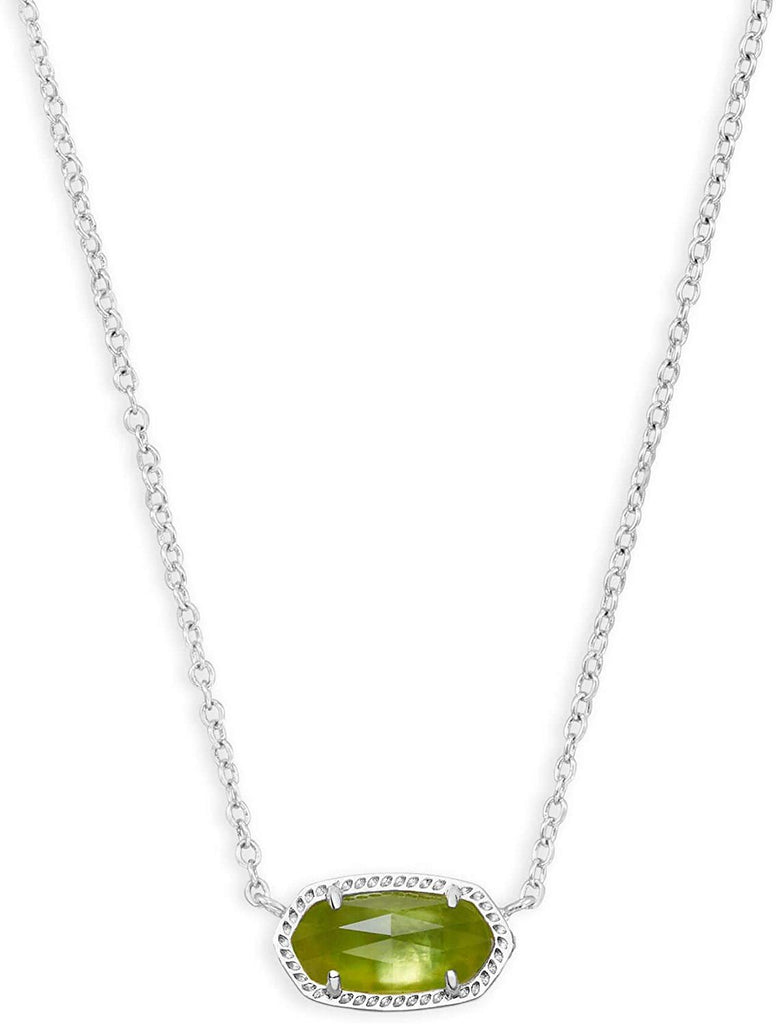Kendra Scott Elisa Silver Pendant Necklace in Peridot Illusion August