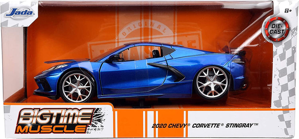 Jada Toys Bigtime Muscle 1:24 2020 Chevy Corvette Stingray Die-cast Car Candy Blue, Toys for Kids and Adults