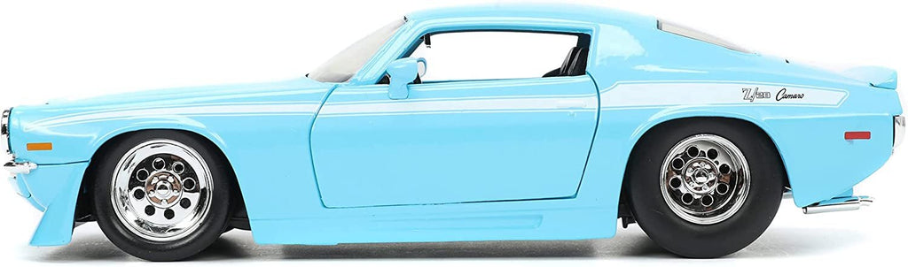 1971 Chevy Camaro Z/28 Light Blue with White Stripes Bigtime Muscle Series 1/24 Diecast Model Car by Jada 34201