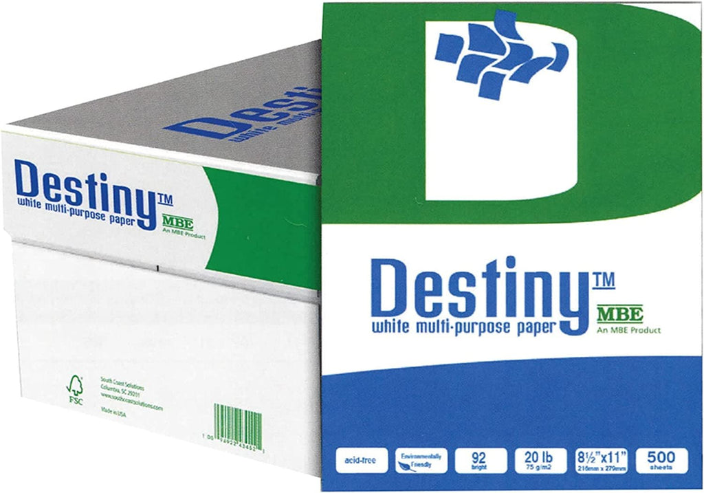 Destiny™ Multipurpose Copy Paper, Letter Size Paper, 20 Lb, 500 Sheets Per Ream, Case Of 10 Reams