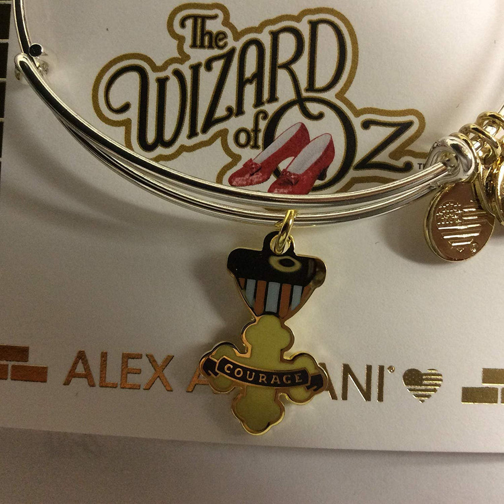 Alex and Ani Wizard of Oz, Courage Bangle Bracelet, Two-Tone Shiny Silver One Size