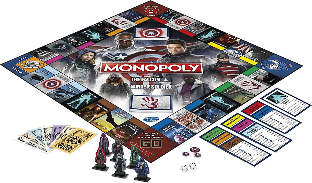 MONOPOLY: Marvel Studios' The Falcon and The Winter Soldier Edition Board Game for Marvel Fans, Game for 2-6 Players for Ages 14 and Up