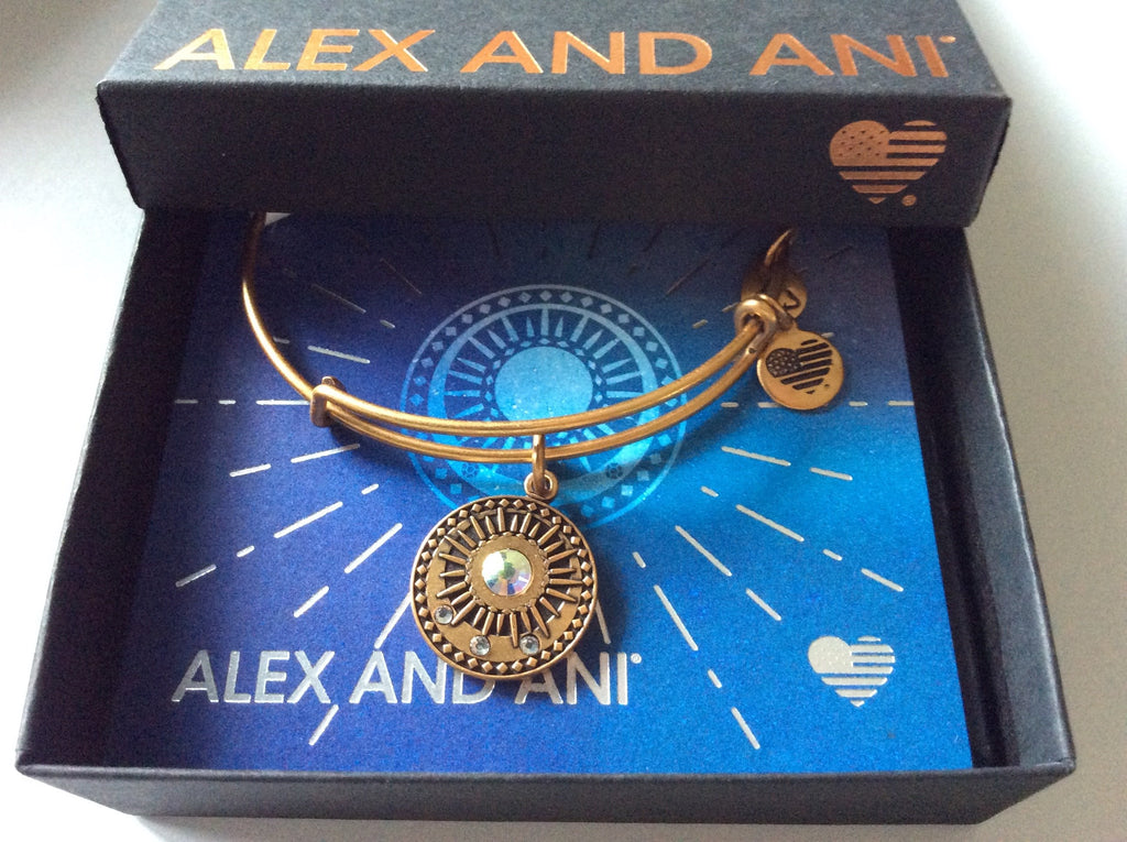 Alex and Ani Midnight Sun Bangle Bracelet Rafaelian Gold New With Tag Box Card