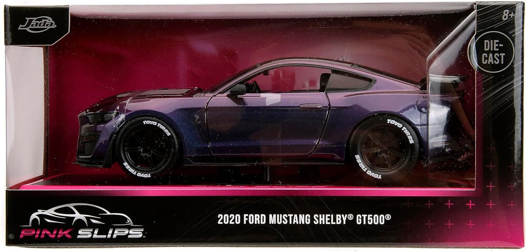 Pink Slips 1:24 2020 Ford Mustang Shelby GT Die-Cast Car, Toys for Kids and Adults(Purple)