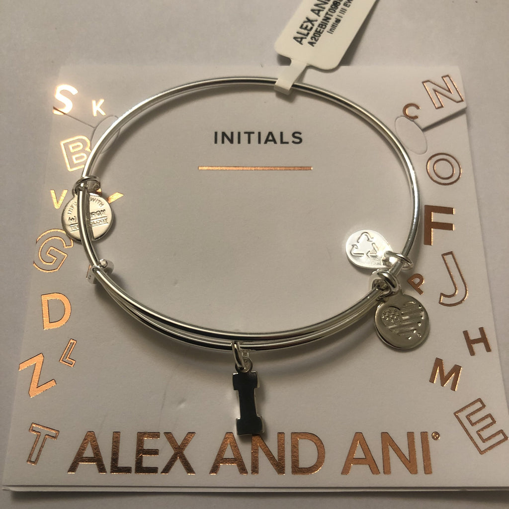 Alex and Ani Initial I III Bangle Bracelet Shiny Silver One Size