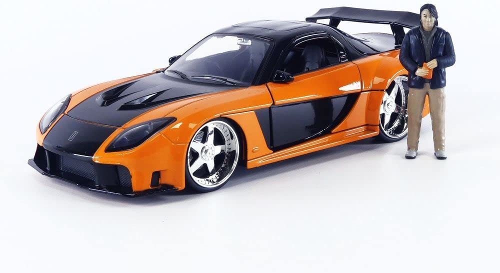 Jada Toys Fast & Furious 1:24 1995 Mazda RX-7 Widebody Die-cast Car w/Han's 2.75" Die-cast Figure, Toys for Kids and Adults